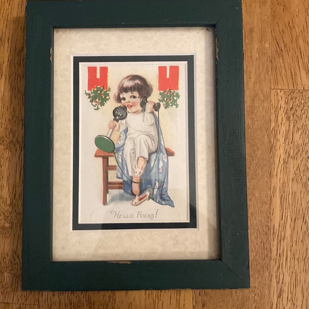 Vintage framed postcard